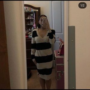 Tan and black stripped sweater dress (SOLD)